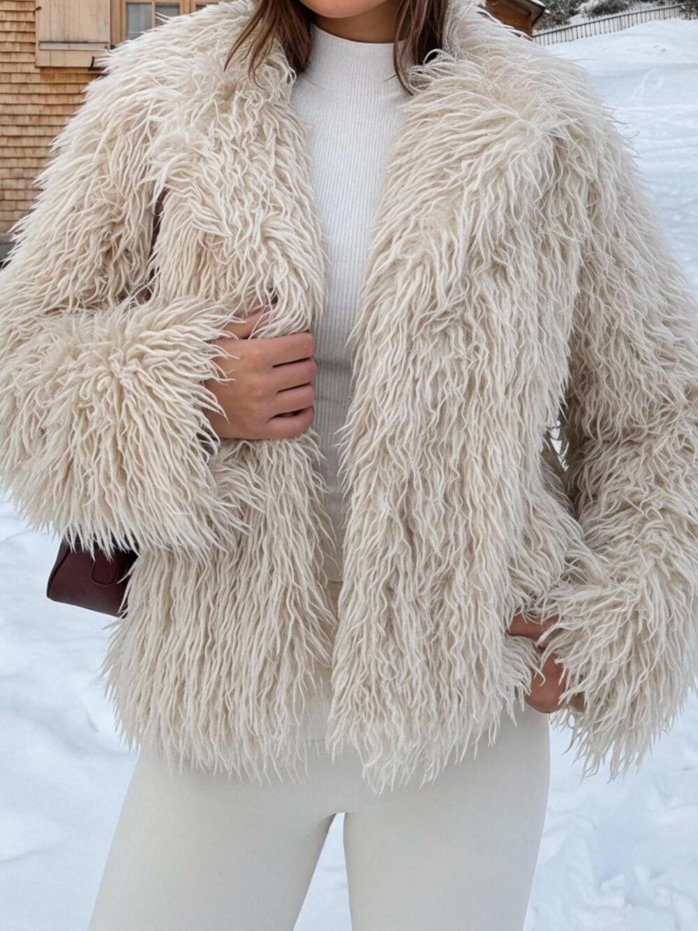 Grey Cozy Women's Faux Fur Long Sleeve Short Coat